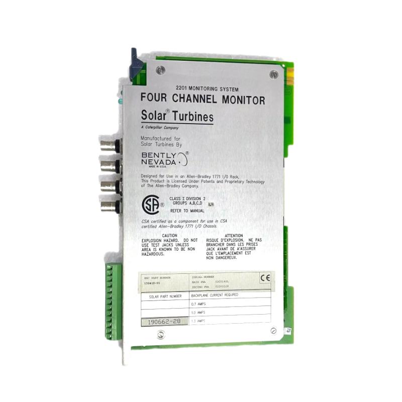 Bently Nevada 132419-01 190662-28 4-Channel Monitor Solar Turbine